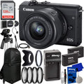 Premium Canon EOS M200 Mirrorless Digital Camera with 15-45mm Lens (Black) + 128GB Kit - Great Deal!