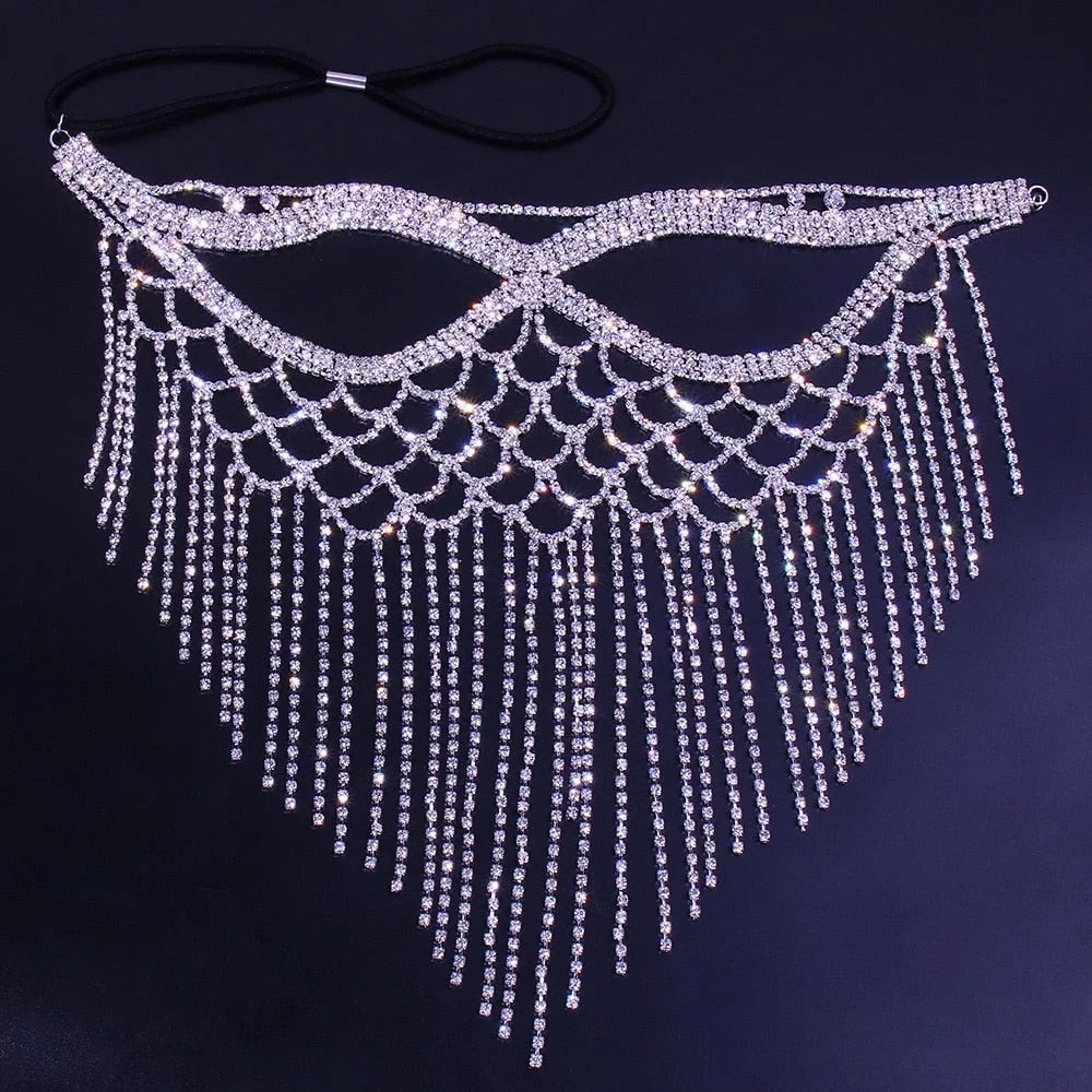 Premium Premium Premium Crystal Tassel Face Mask Halloween Mask for Women Masquerade Mask Jewelry Rhinestone