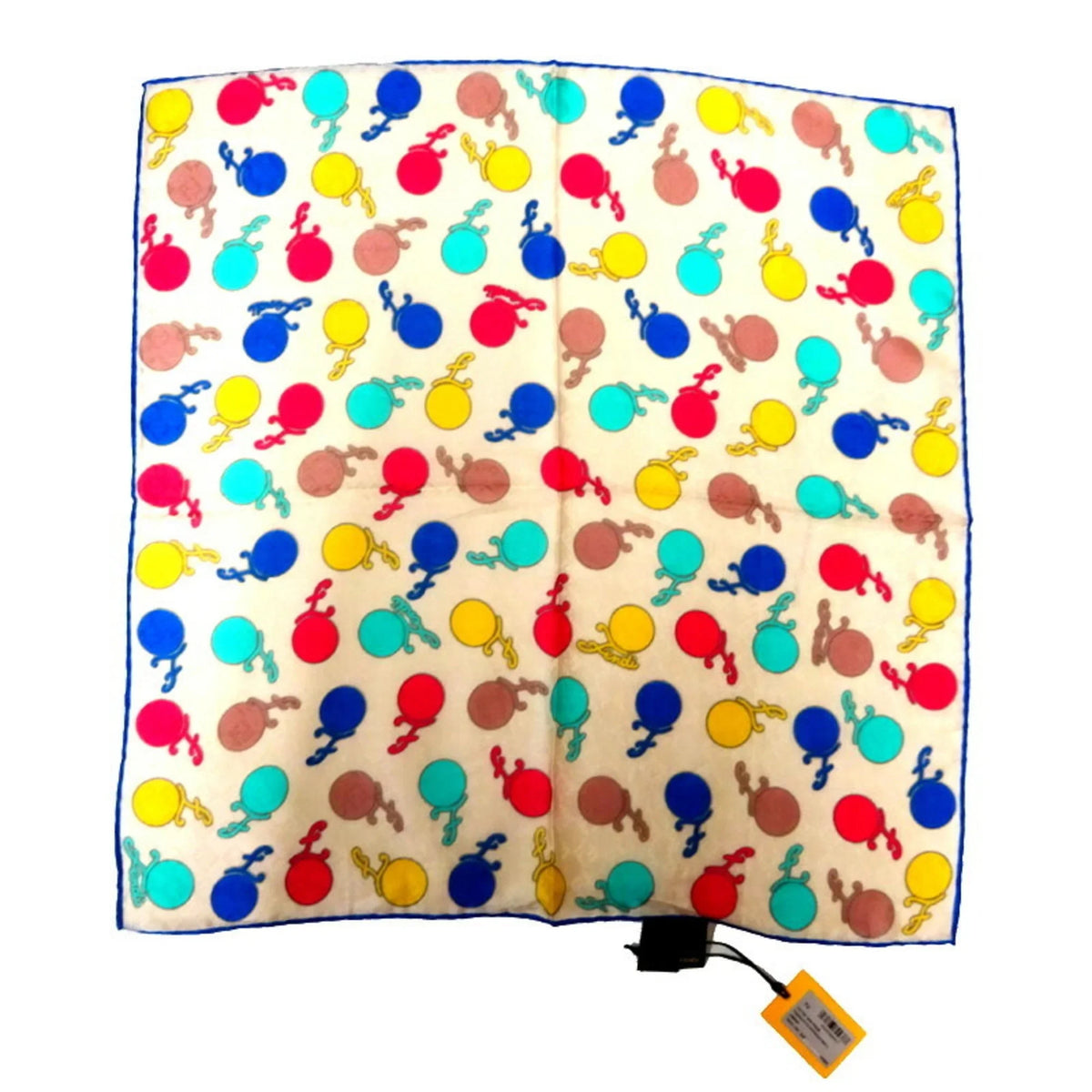 Pre-Owned Fendi Ball Pattern Bandana Women's Scarf Muffler FXT732 Cotton Beige/Multicolor (Good) - Great Deal!