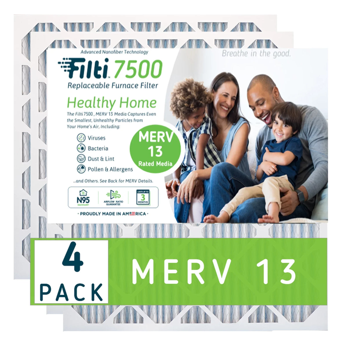 Premium Premium Filti 7500 Pleated Home HVAC Furnace 16x25x1 MERV 13 Air Filter (4 Pack) - Great Deal! - Great Deal!