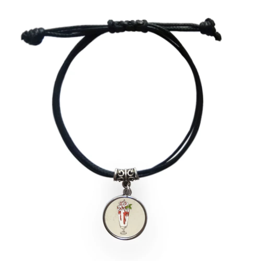 Premium Premium cup red white ice bracelet leather rope wristband black jewelry