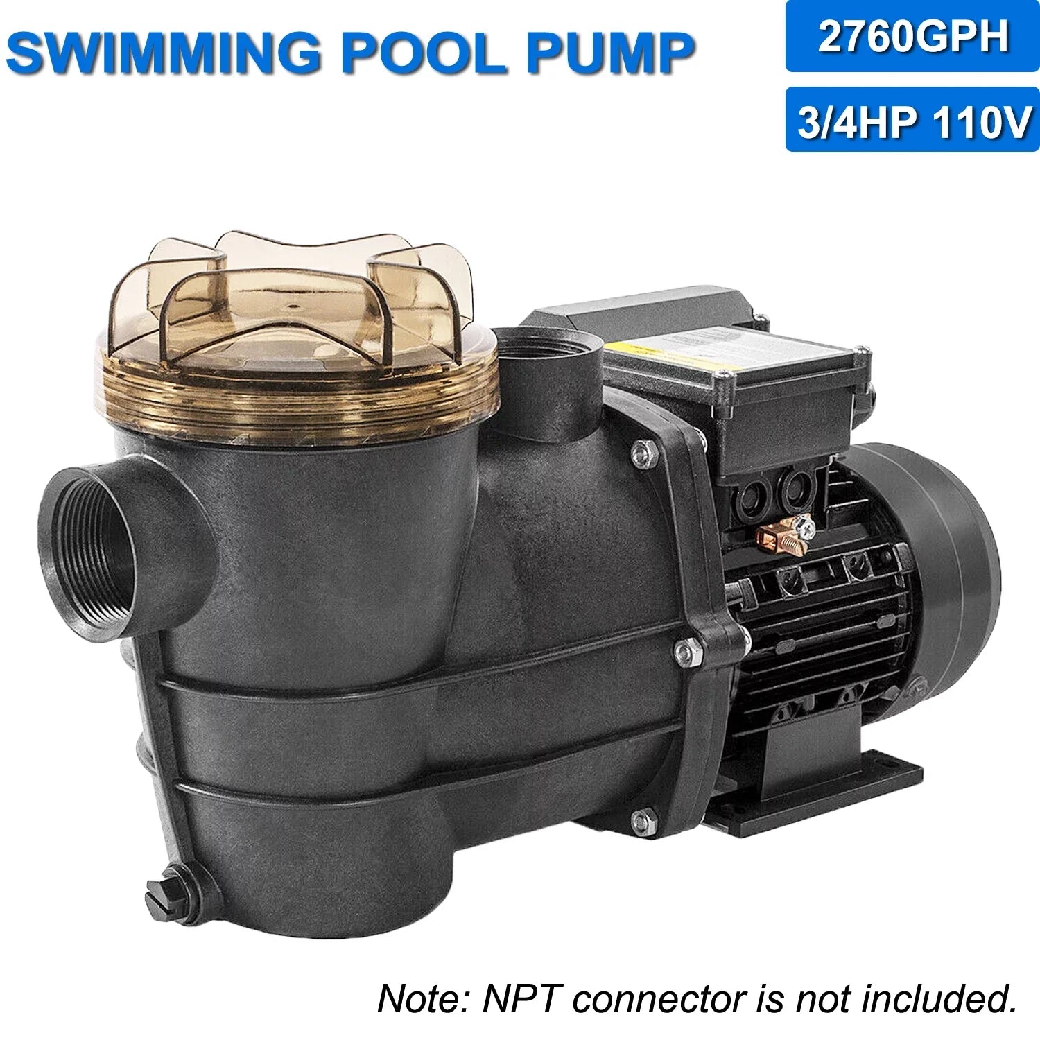 Premium iMeshbean Above Ground Swimming Pool Pump, 3/4HP Motor 110V, 2760GPH, Head Max 38FT, for Above Ground Swimming Pool and Inground Pool Water Circulation, w/ Strainer Basket - Great Deal!