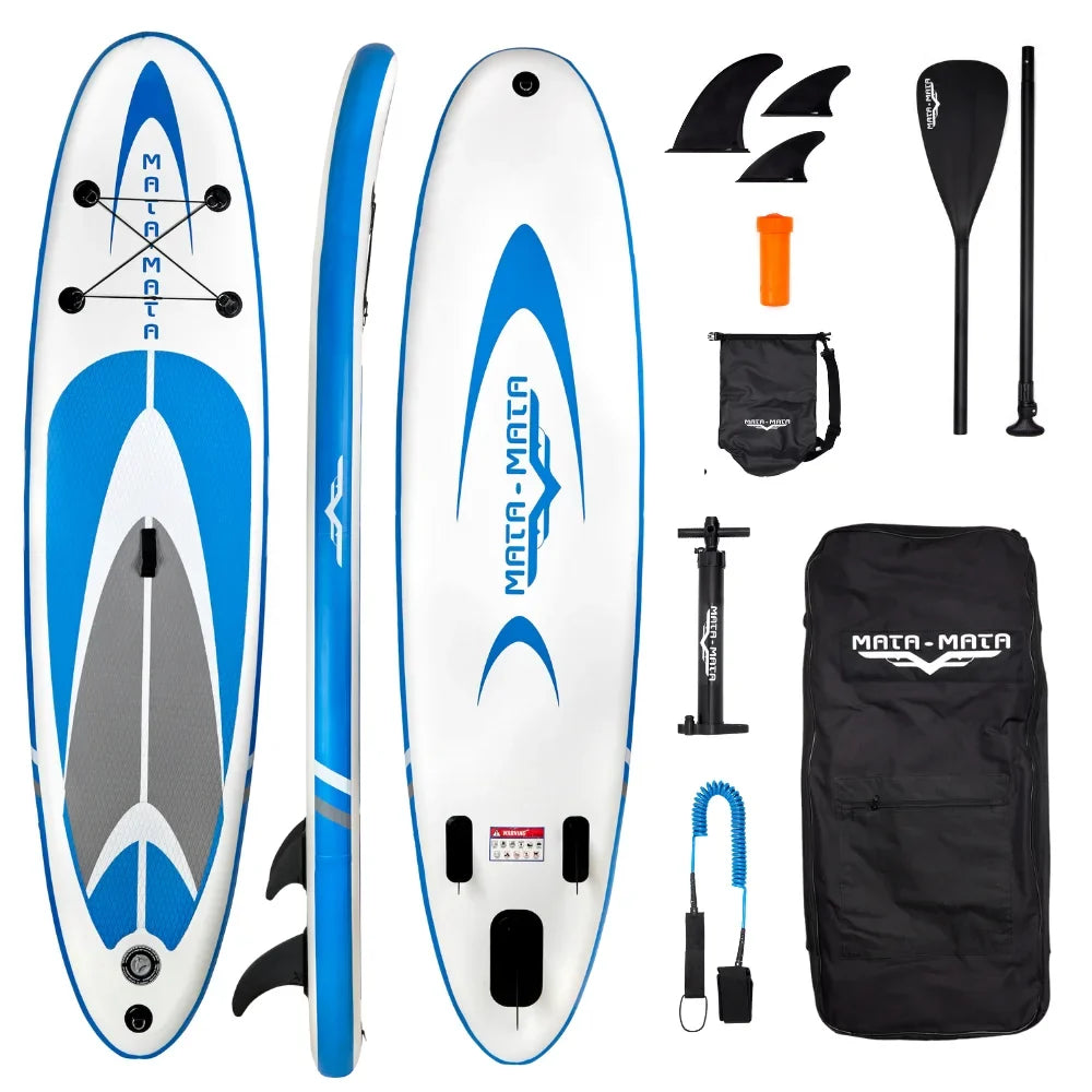 Premium Premium MATA MATA Blue Stream 10' Stand Up Paddle Board with Premium SUP Accessories & Backpack, Non-Slip Deck, Waterproof Bag, Leash Paddle, and Hand Pump - Great Deal!