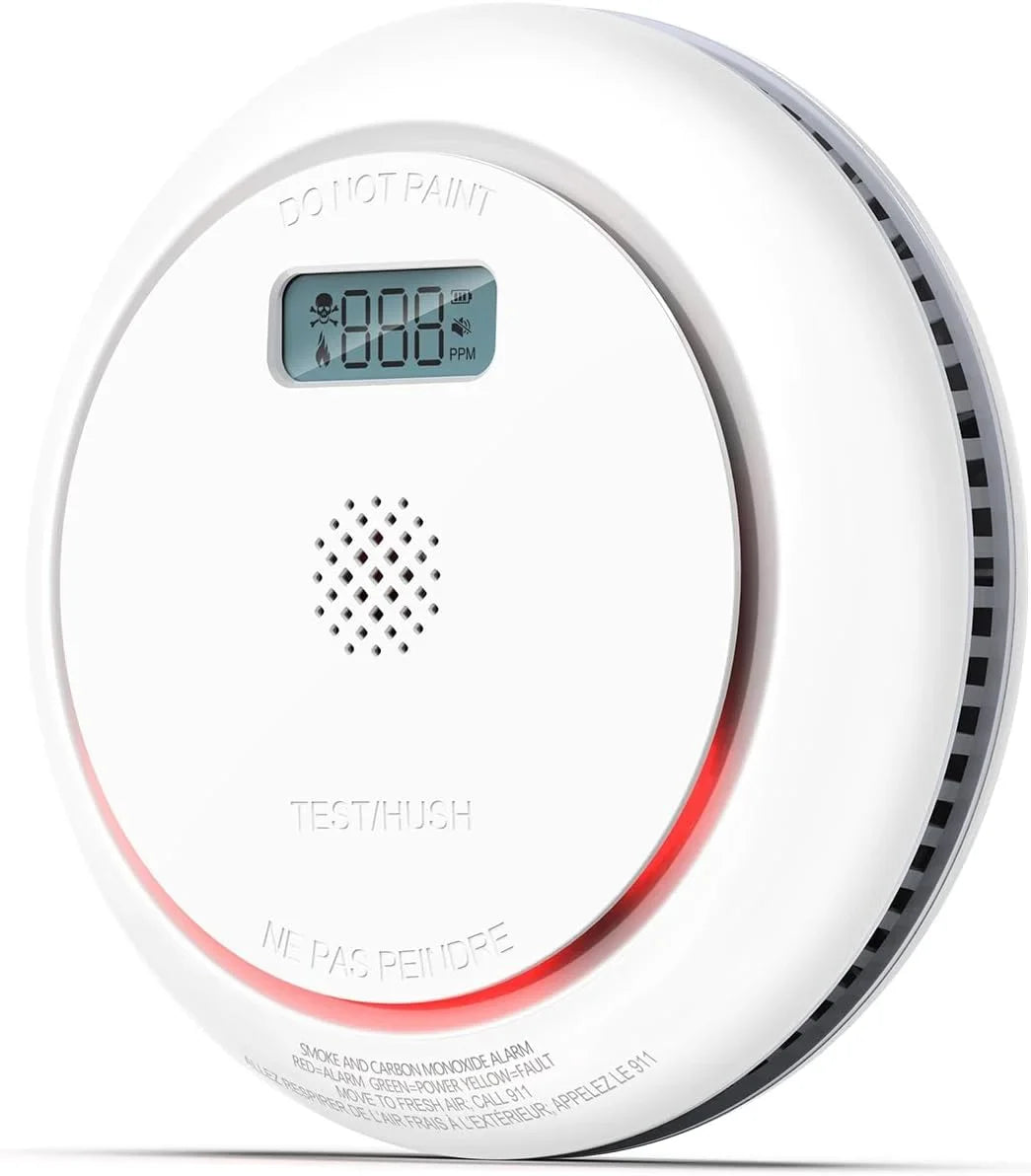 SITERWELL Wireless Interconnected Smoke Detector Carbon Monoxide Detector Combo with LCD Display, 2 in 1 Smoke and CO Detector with Test/Silence Button, Fire and CO Alarm with 3 AA Batteries, 1 Pack - Great Deal!