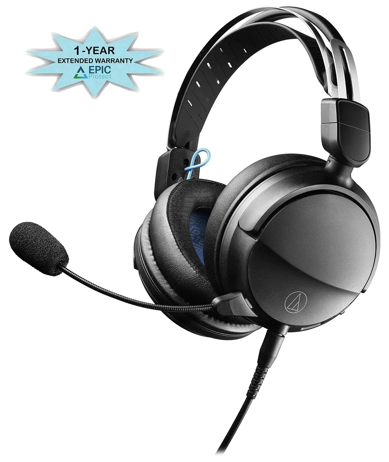 Premium Premium Premium Audio Technica ATH-GL3BK Closed-Back Wired Gaming Headset - Black/Blue with an Additional 1 Year Coverage by Epic Protect (2022) - Great Deal!
