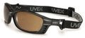 Premium Uvex by Honeywell Livewire Safety Glasses With Matte Black Frame And Expresso HydroShield Anti-Fog Lens With Head Strap