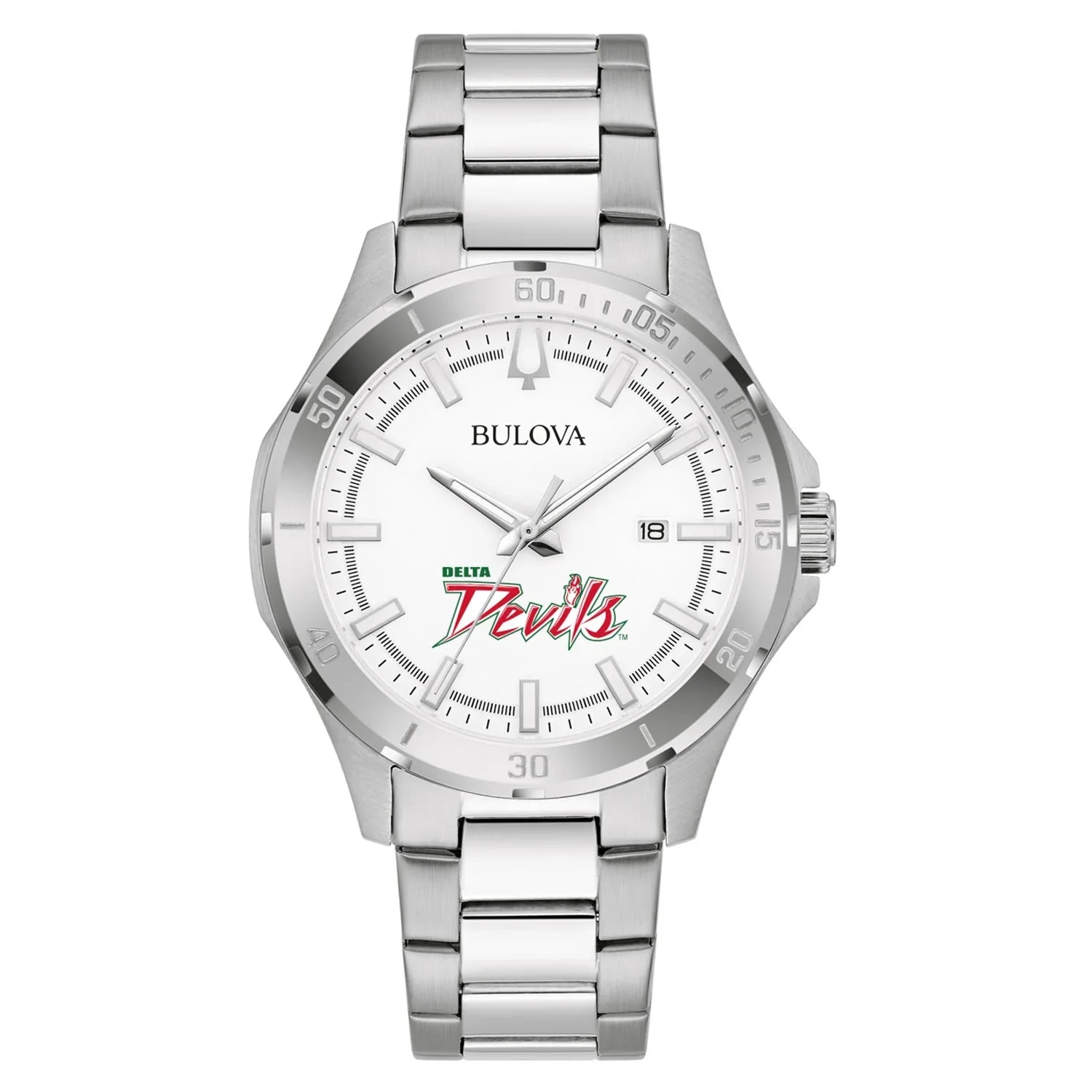 Men's Bulova Silver Mississippi Valley State Delta Devils Stainless Steel Classic Sport Watch - Great Deal! - Great Deal!