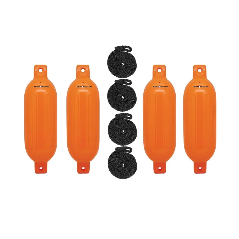 Premium Extreme Max 3006.7626 BoatTector Inflatable Fender Value 4-Pack - 4.5" x 16", Neon Orange - Great Deal! - Great Deal!