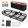Premium BENTISM Hitch Mount Cargo Carrier 60x24x6in 500lb Foldable Steel Cargo Basket with Waterproof Bag Cargo Net Ratchet Straps Fits 2" Receiver - Great Deal!