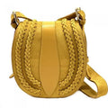 Premium Italian Artisan Lara Womens Vintage Suede Leather Messenger Bag, Yellow - Small - Great Deal!