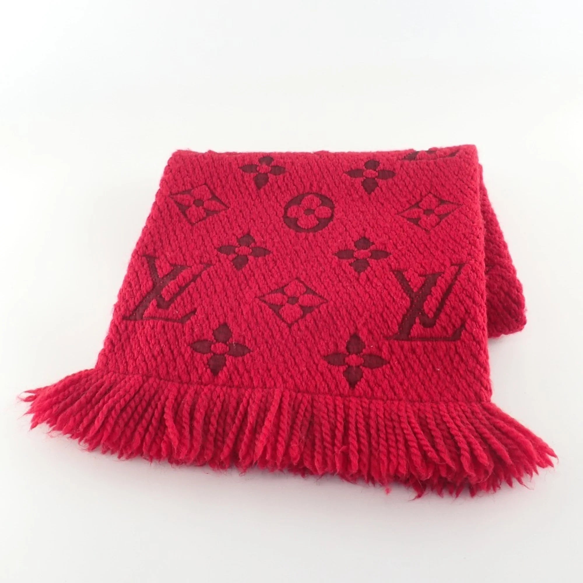 Premium Pre-Owned LOUIS VUITTON 413287 Echarpe Mania Wool Silk Scarf Red Women's (Good) - Great Deal! - Great Deal!