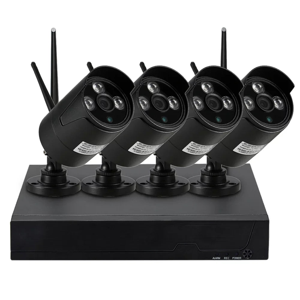 Premium 4CH 1080P HD WiFi NVR Kit with 4pcs 1.0MP Wireless WiFi Waterproof Outdoor IP Camera Support P2P IR-CUT Night Vision Phone Control Motion Detection for CCTV System - Great Deal!