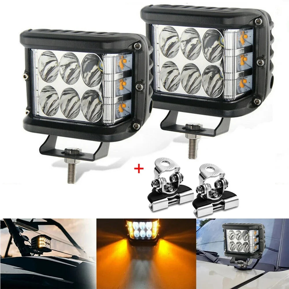 Premium Jercoda 2 Set 45W LED Work Light with LED Work Light Bar Mount Bracket Clamp Holder for DIY Car Truck ATV SUV Universal Cars - Great Deal!