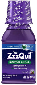 Premium Vicks Zzzquil Nighttime Sleep-Aid Liquid, Warming Berry Flavor, 6Oz, 6-Pack