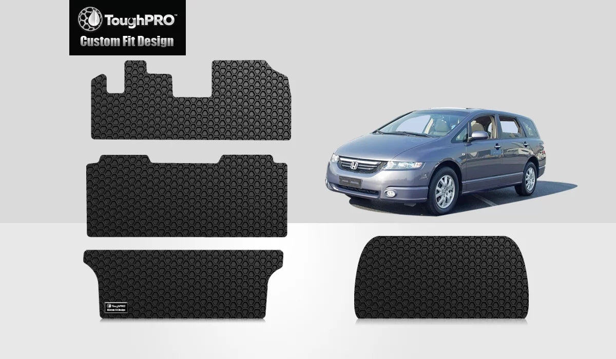Premium Premium ToughPRO - Full Set with Cargo Mats Compatible with HONDA Odyssey - All Weather Heavy Duty (Made in USA) - Black Rubber - 2001 - Great Deal!