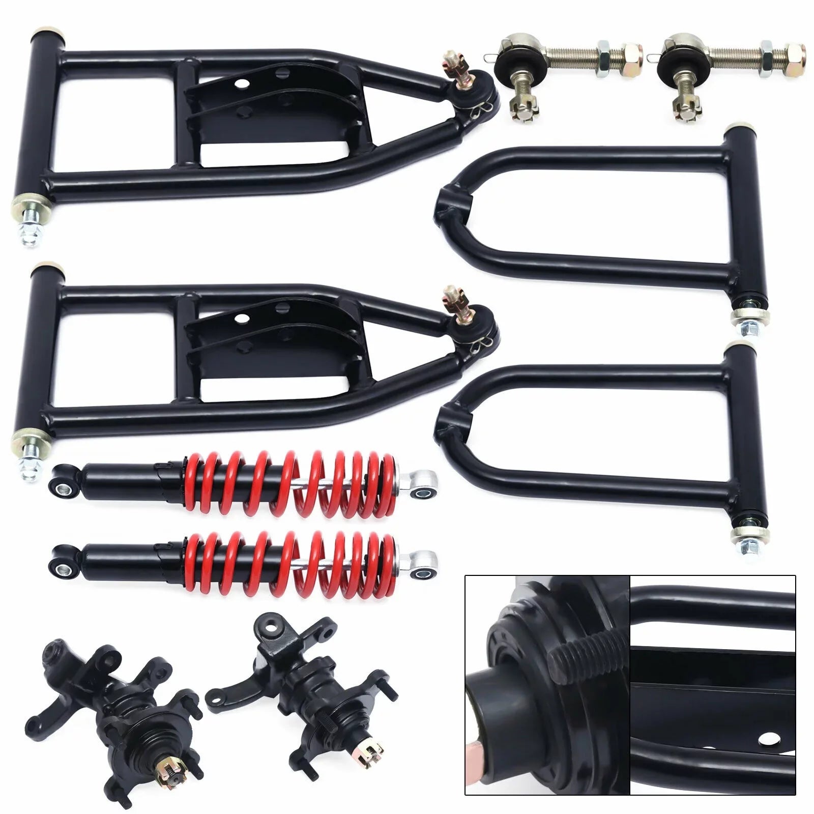 Premium Premium Front Suspension Arm Assembly Kit Upper/Lower Swingarm For Quad Bike ATV/Go Kart Suspension Swing Arm Steering Knuckle Spindle Upper/Lower For Buggy ATV Go Kart Upper&Lower A-Arm Swingarm