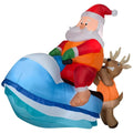 Premium Home Accents Holiday 5 Ft. Pre-Lit LED Inflatable Santa on Watercraft Sleigh Scene - Great Deal!