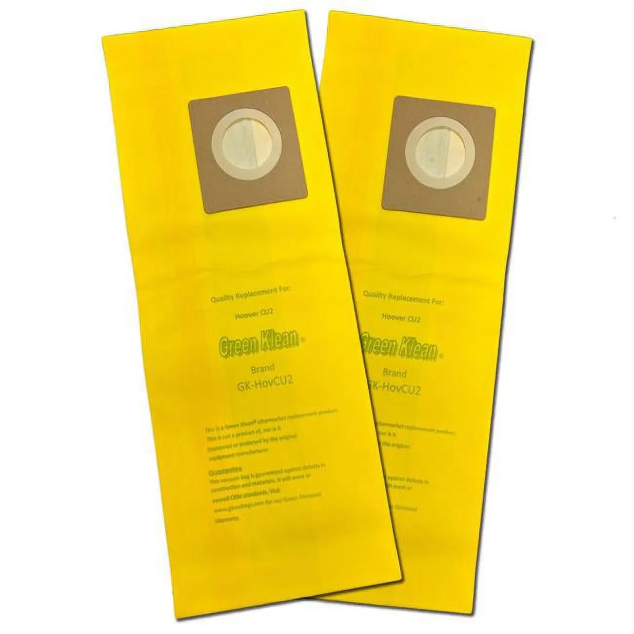 Premium Green Klean Hoovr Hushtone CH54013, CH54015, CH54113, CH54115 Type CU2 2 Ply Allergen Replacement Vacuum Bags - Pack of 100