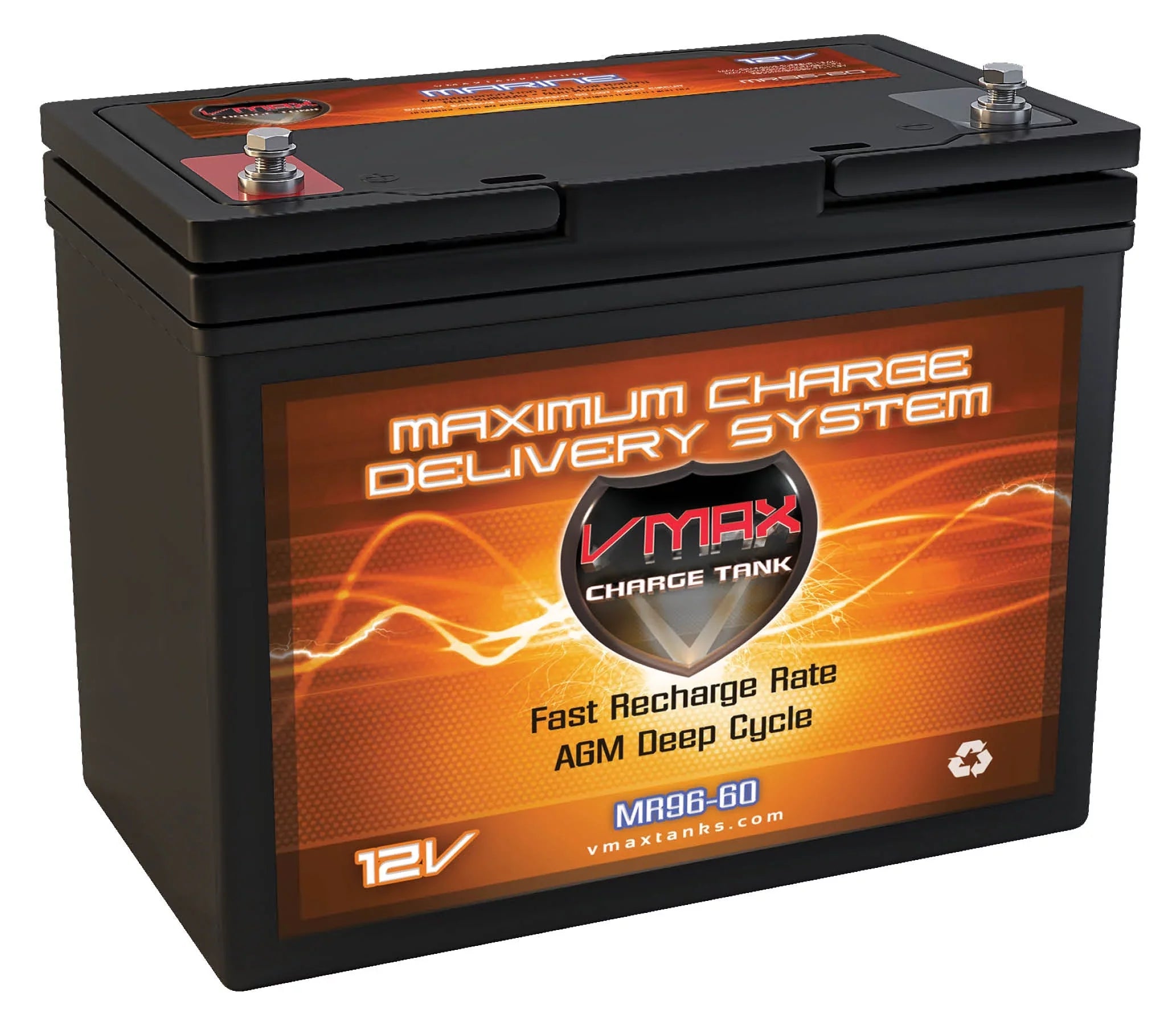 Premium VMAX MR96-60 12V 60Ah AGM Deep Cycle Marine Battery for Minn Kota Endura Max 40 Hand Control - 12V-40lb Trolling Motor - Great Deal!