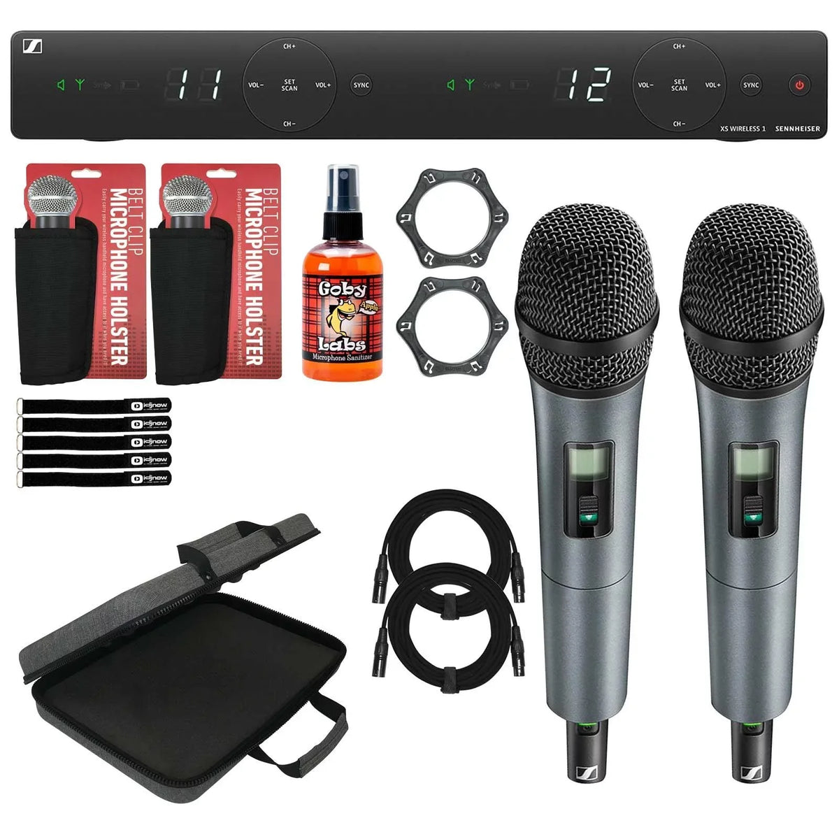 Premium Sennheiser XSW 1-835 DUAL-A 2-Channel Wireless System with Carry Case & Microphone Sanitizer Spray Package