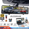 Premium Premium 4K Car Mirror Dash Cam 12" Dual Camera Front and Rear Backup Camera Super Night Vision, Parking Monitoring, Reversing Assistance - Great Deal! - Great Deal!