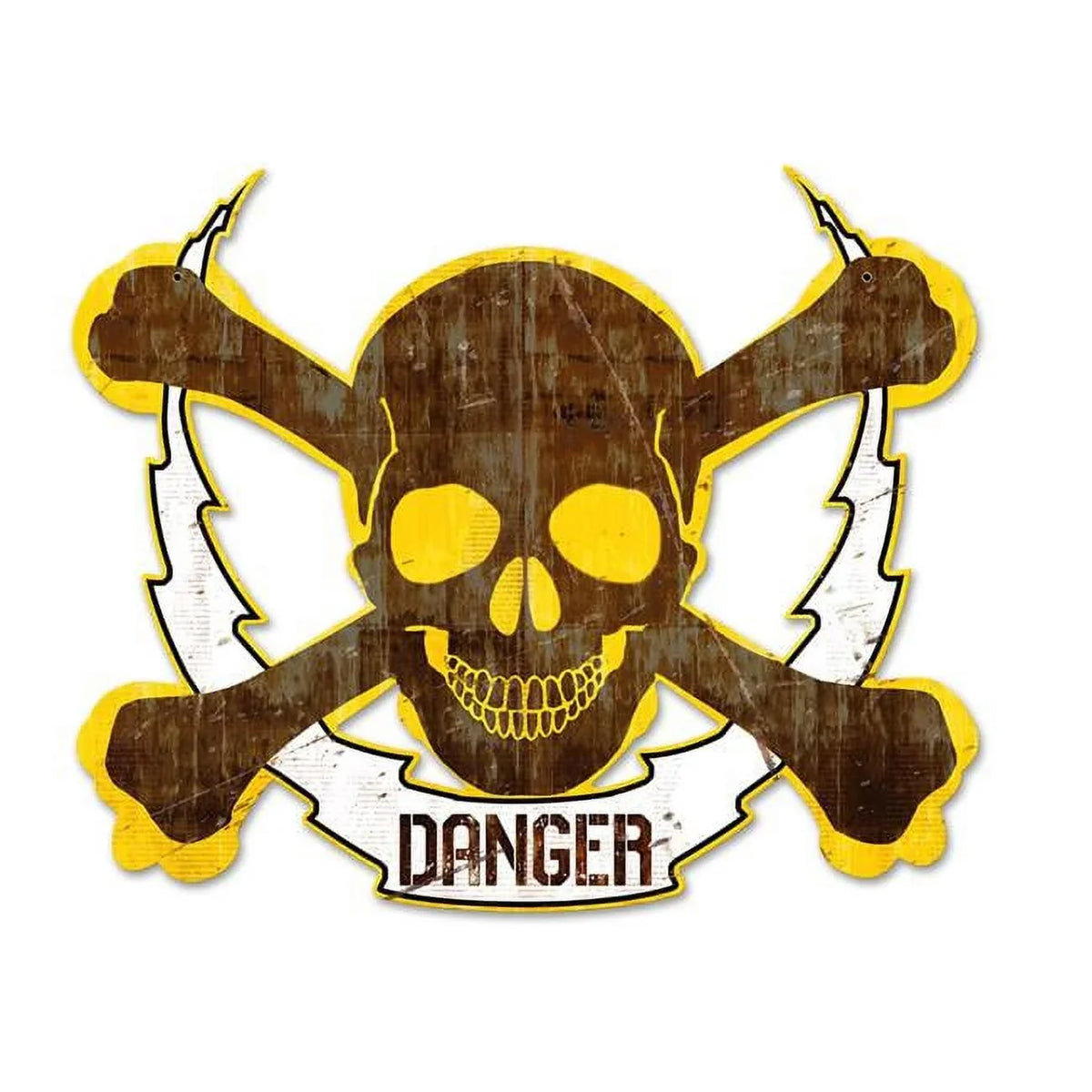 Premium Past Time Signs PS504 19 x 16 in. Skull Bolt Danger Plasma Metal Sign - Great Deal!