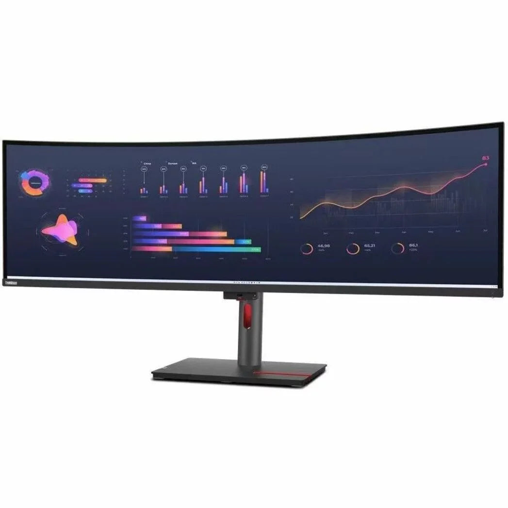 Premium ThinkVision 49\" 5120 x 1440 LED Cable Lock Slot, Anti-glare Curved Monitor, Raven Black, P49W-30 - Great Deal!
