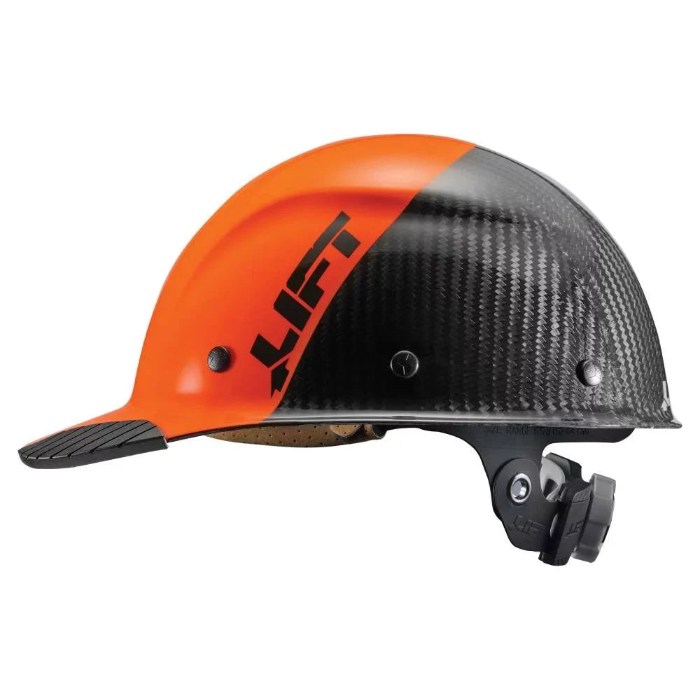 Premium Lift Safety DAX Fifty 50 Hard Hat, Carbon Fiber Cap (Orange/Black) (HDC50C-19OC) - Great Deal! - Great Deal!