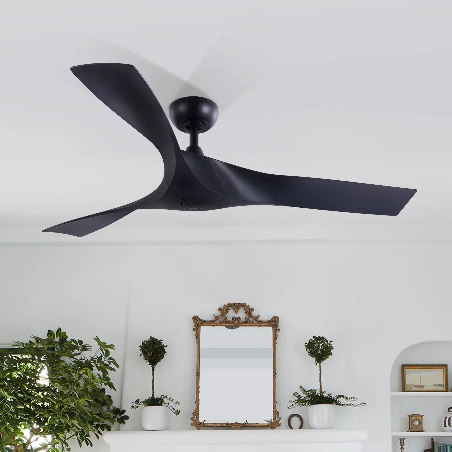 52" Smart Ceiling Fan with Remote Control, 3 Blades, 6 Speeds, Timer, Black - Great Deal! - Great Deal!