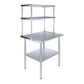 Premium Premium AmGood 30" x 36" Stainless Steel Work Table With 18" Wide Double Tier Overshelf | Metal Kitchen Prep Table & Shelving Combo - Great Deal!