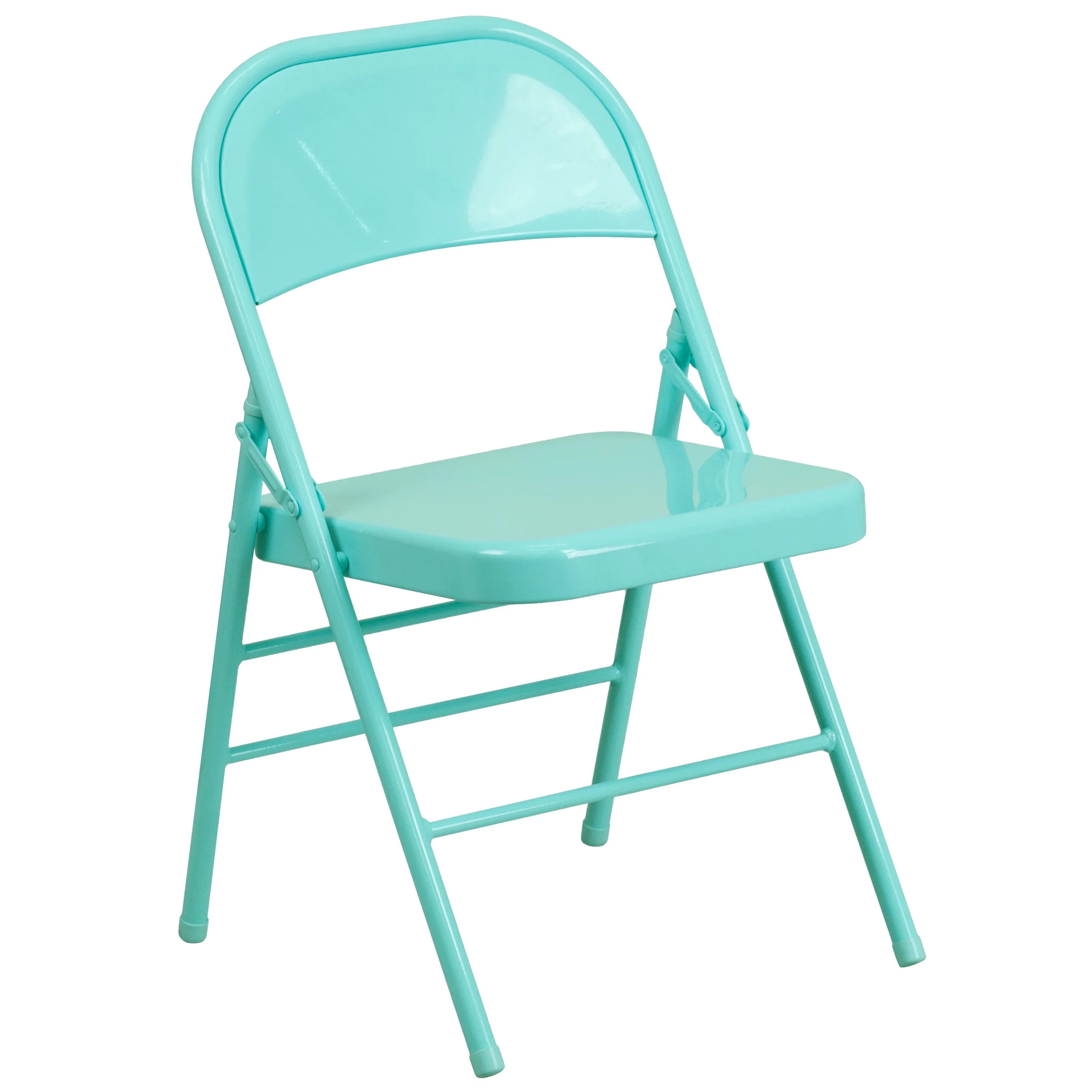 Premium Premium Flash Furniture HERCULES COLORBURST Series Tantalizing Teal Triple Braced & Double Hinged Metal Folding Chair - Great Deal!