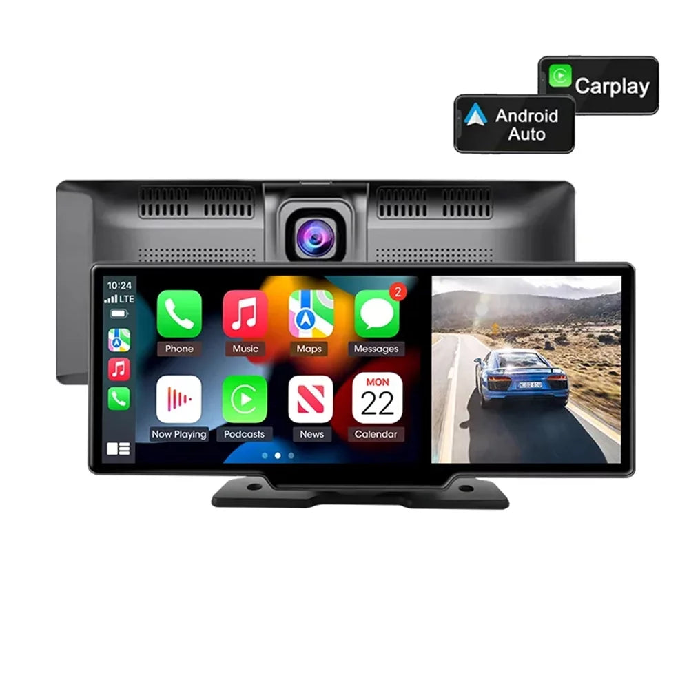 Masslatie 10.26 Inch Dash Cam Rearview Camera Carplay & Android Auto DVR GPS Navigation Video Dashboard Mirror Monitor Car DVRS,Front camera - Great Deal!
