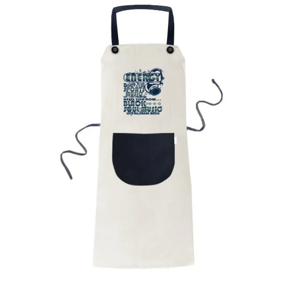 Premium Premium Energy Sports Music Vitality Sounds Apron Adjustable Bib Cotton Linen BBQ Kitchen Pocket Pinafore