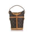Premium Unisex Pre-Owned Authenticated Louis Vuitton Monogram Duffle Canvas Brown Bucket Bag DrawstringBag - Great Deal! - Great Deal!
