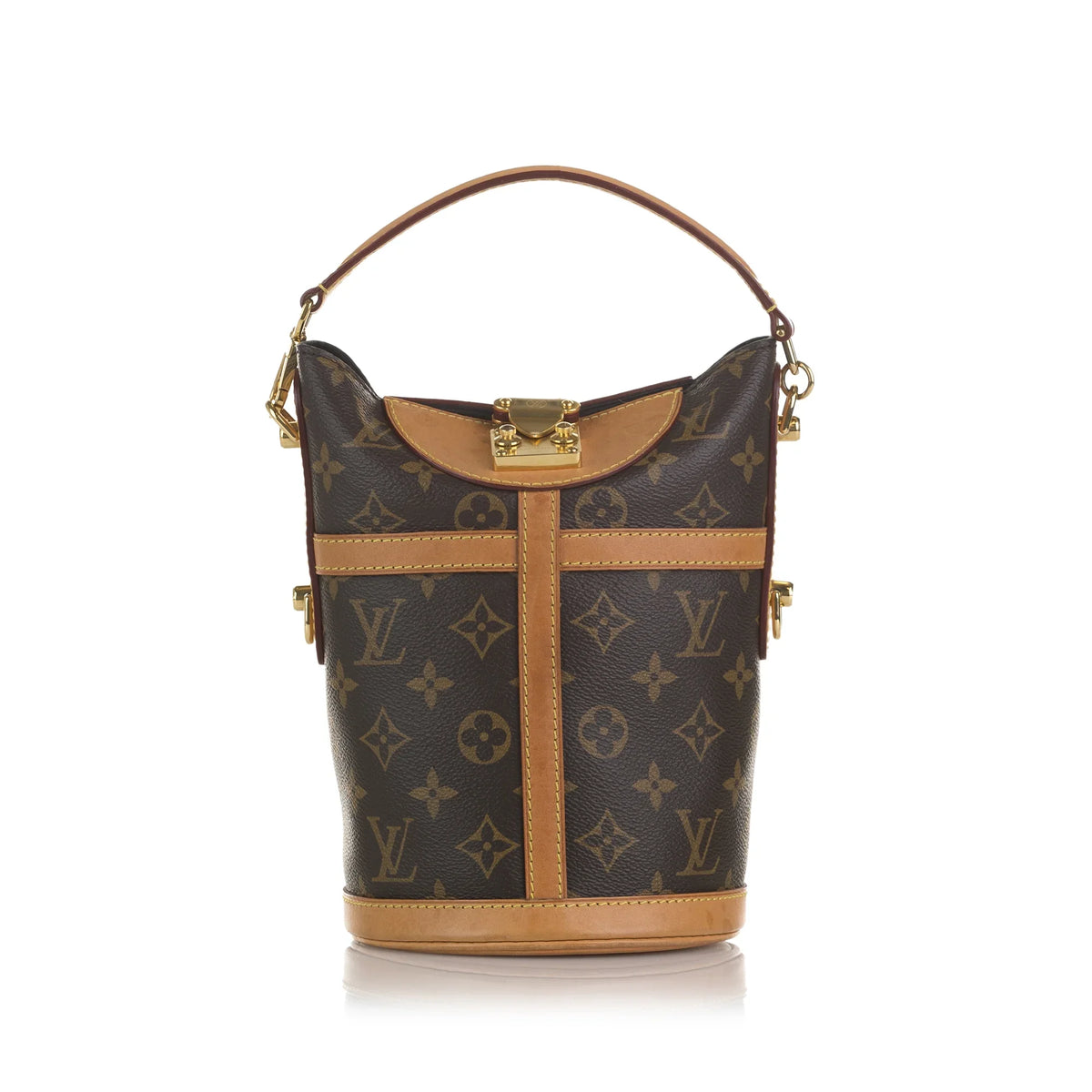 Premium Unisex Pre-Owned Authenticated Louis Vuitton Monogram Duffle Canvas Brown Bucket Bag DrawstringBag - Great Deal! - Great Deal!