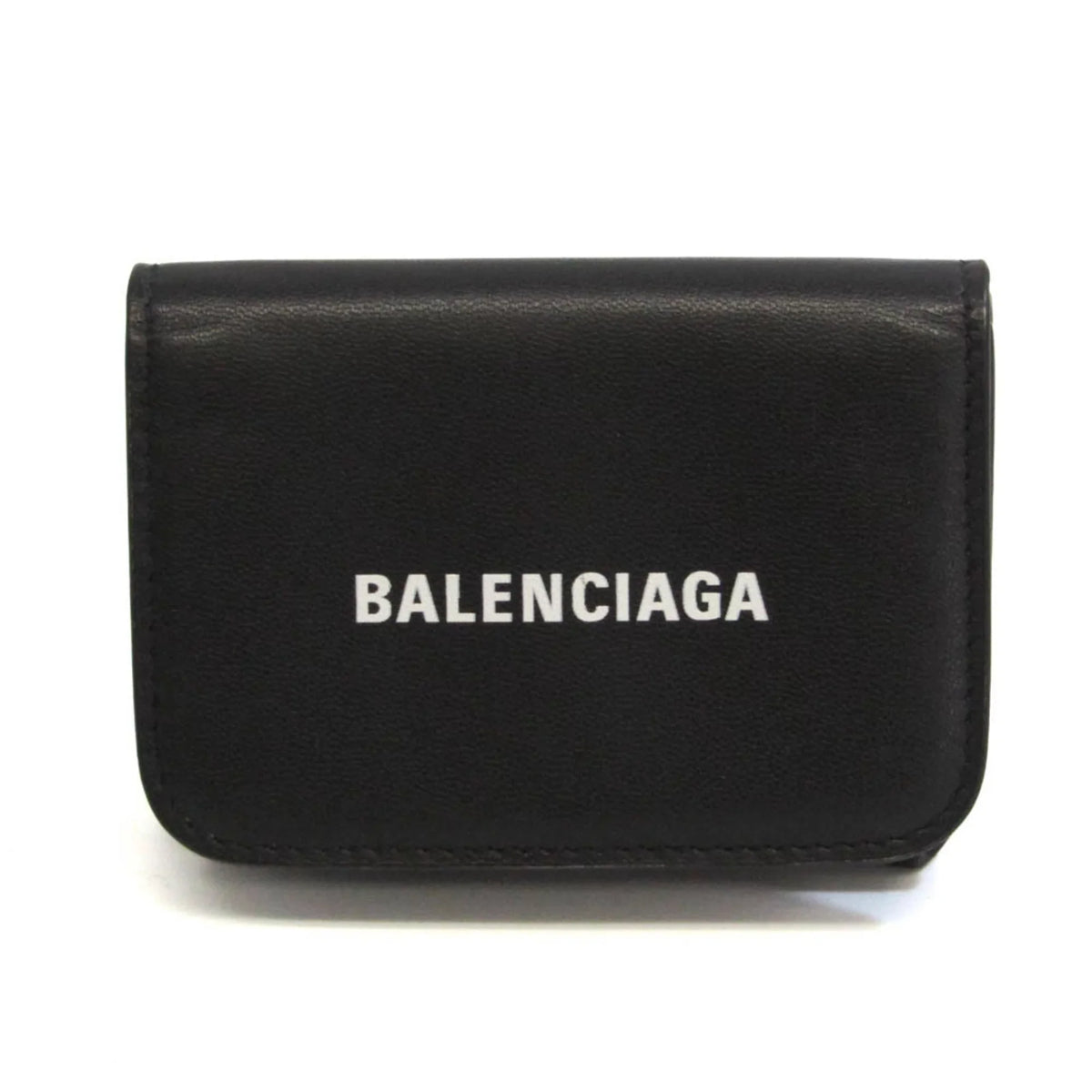 Premium Premium Pre-Owned Balenciaga Cache Mini 593813 Men,Women Leather Wallet (tri-fold) Black (Good)