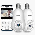 Premium Premium Premium 4MP Bulb Security Camera 2.4GHz,360Â° 2K Security Cameras Wireless Outdoor Indoor Full Color Day and Night, (2 Pack) White