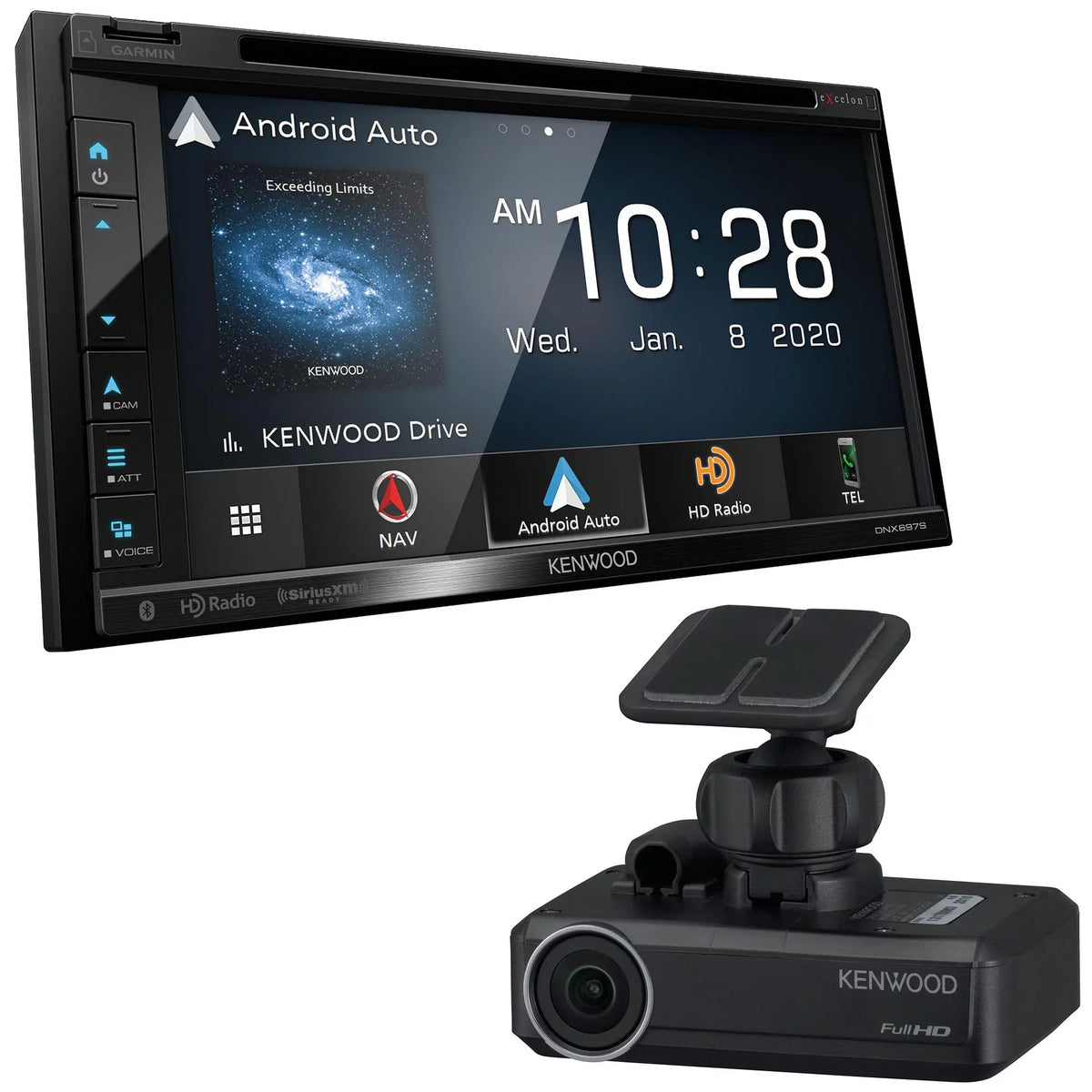 Premium Premium Kenwood DNX697S Navigation Receiver Compatible With Apple CarPlay & Android Auto with a Kenwood DRV-N520 Drive Recorder - Great Deal!