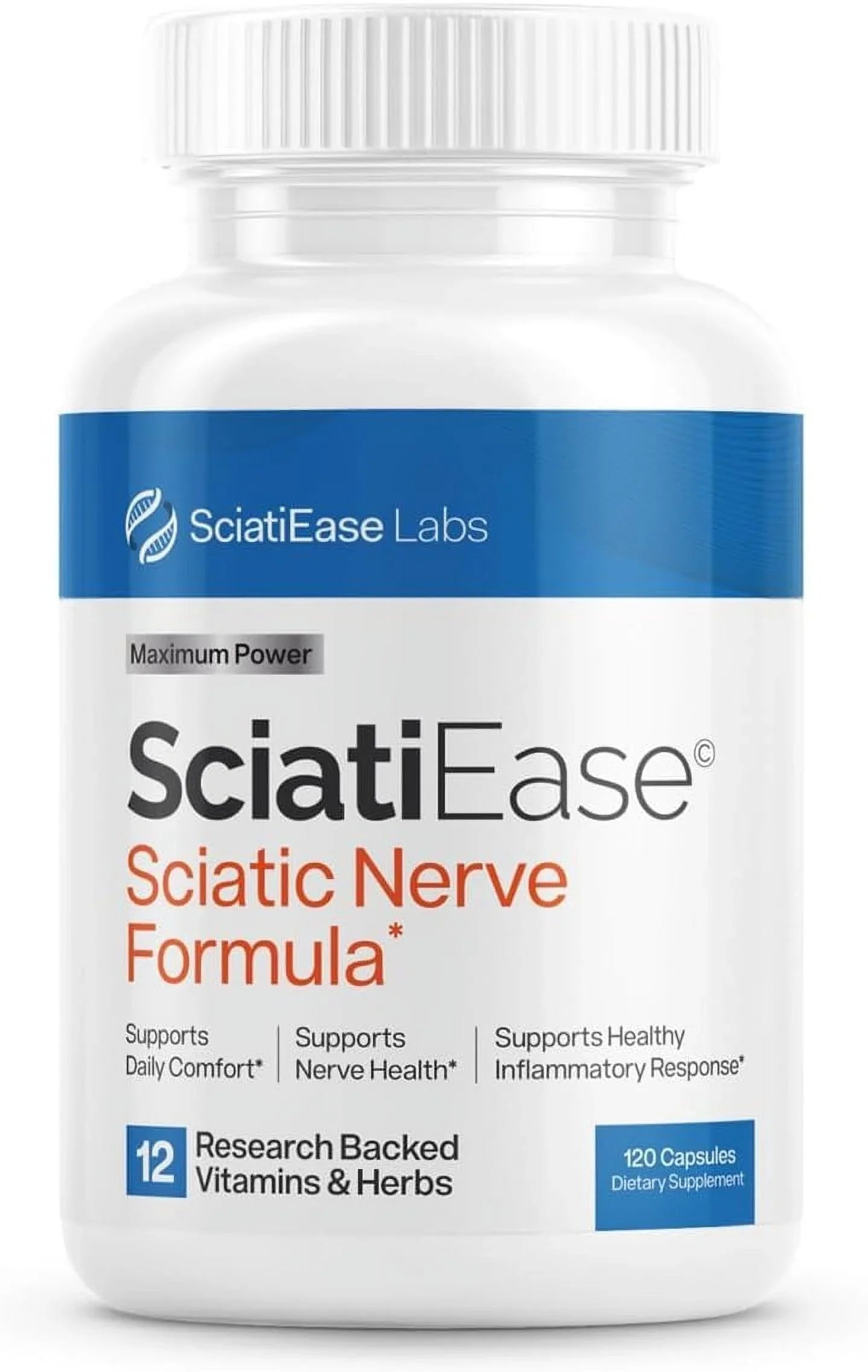 Premium SciatiEase Sciatic Nerve Health Support - Supplement with AlphaPalm, Pea, Vitamin B Complex, Alpha Lipoic Acid 300mg - 120 Capsules - Nerve Support Formula - Great Deal!