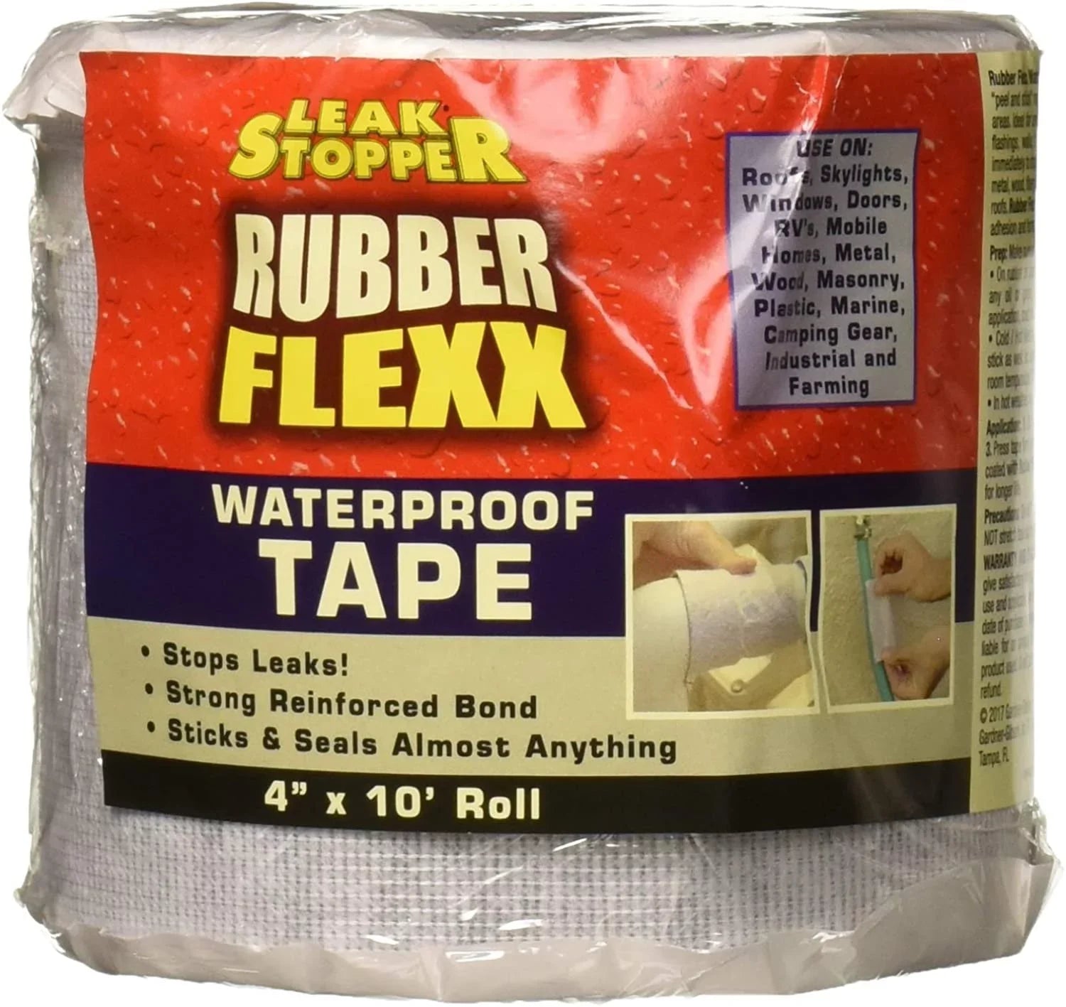 Premium Premium Premium Leak Stopper Rubber Flexx Waterproof Tape 4 in x 10 ft Repair Material to Seal and Fix Leaks, Roofs, Gutters, Windows & More! Incredible Adhesion w/ Durability and Toughness 1 Pack White
