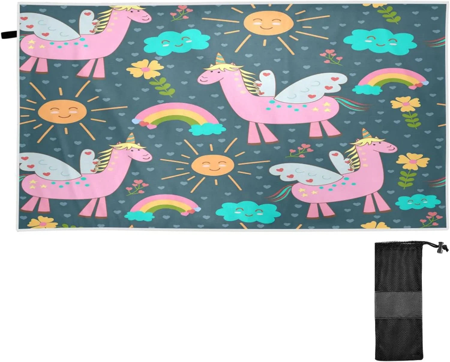 Premium Bestwell Pink Unicorns Beach Towel Oversized Towel Blanket, Thin Lightweight Microfiber Sand Free Quick Dry Towel, 31âX71â Multipurpose Pool Bath Yoga Swim Shower Towel - Great Deal!