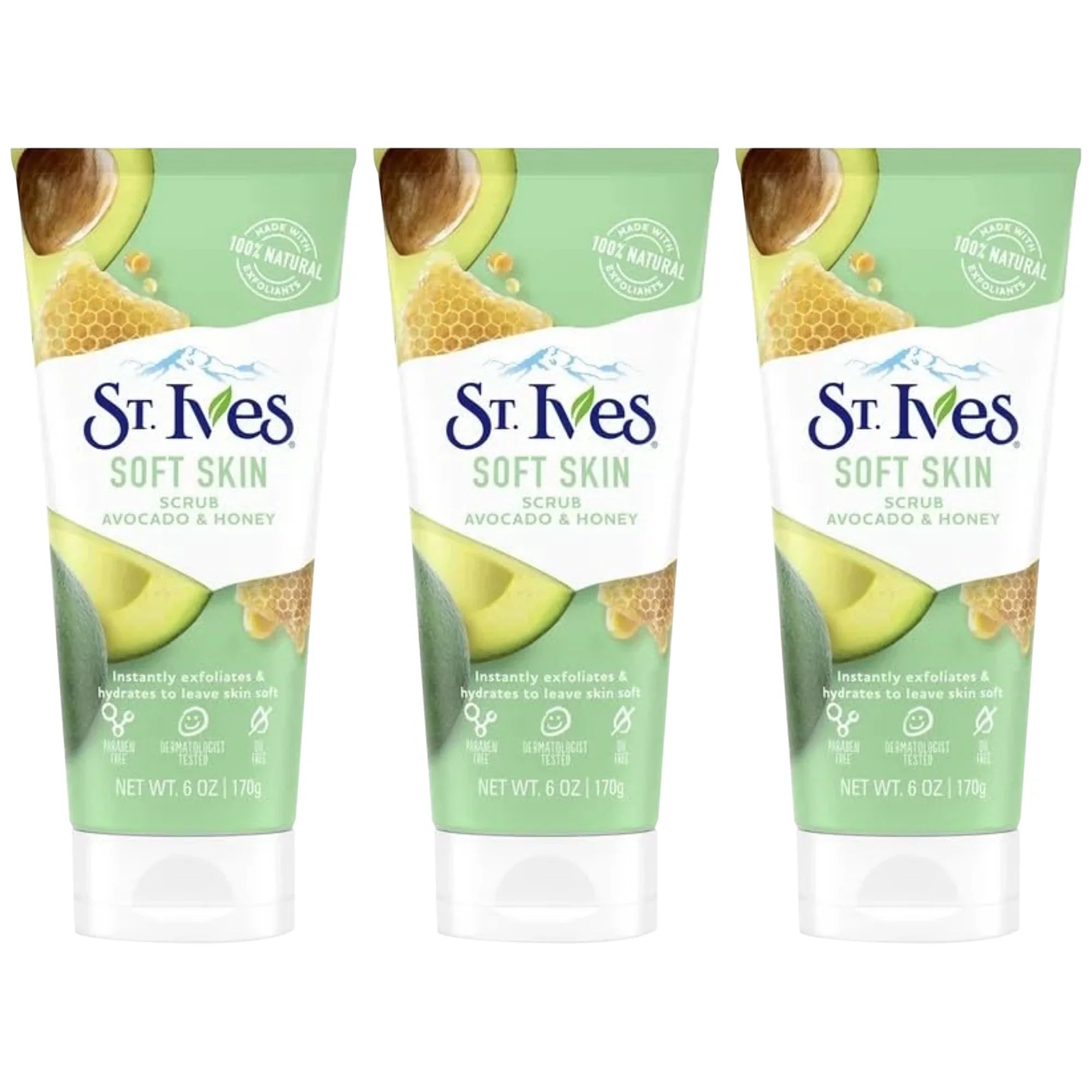 Premium Premium Pack of (3) St Ives, Avocado And Honey Soft Skin Scrub, 6 Ounce - Great Deal!