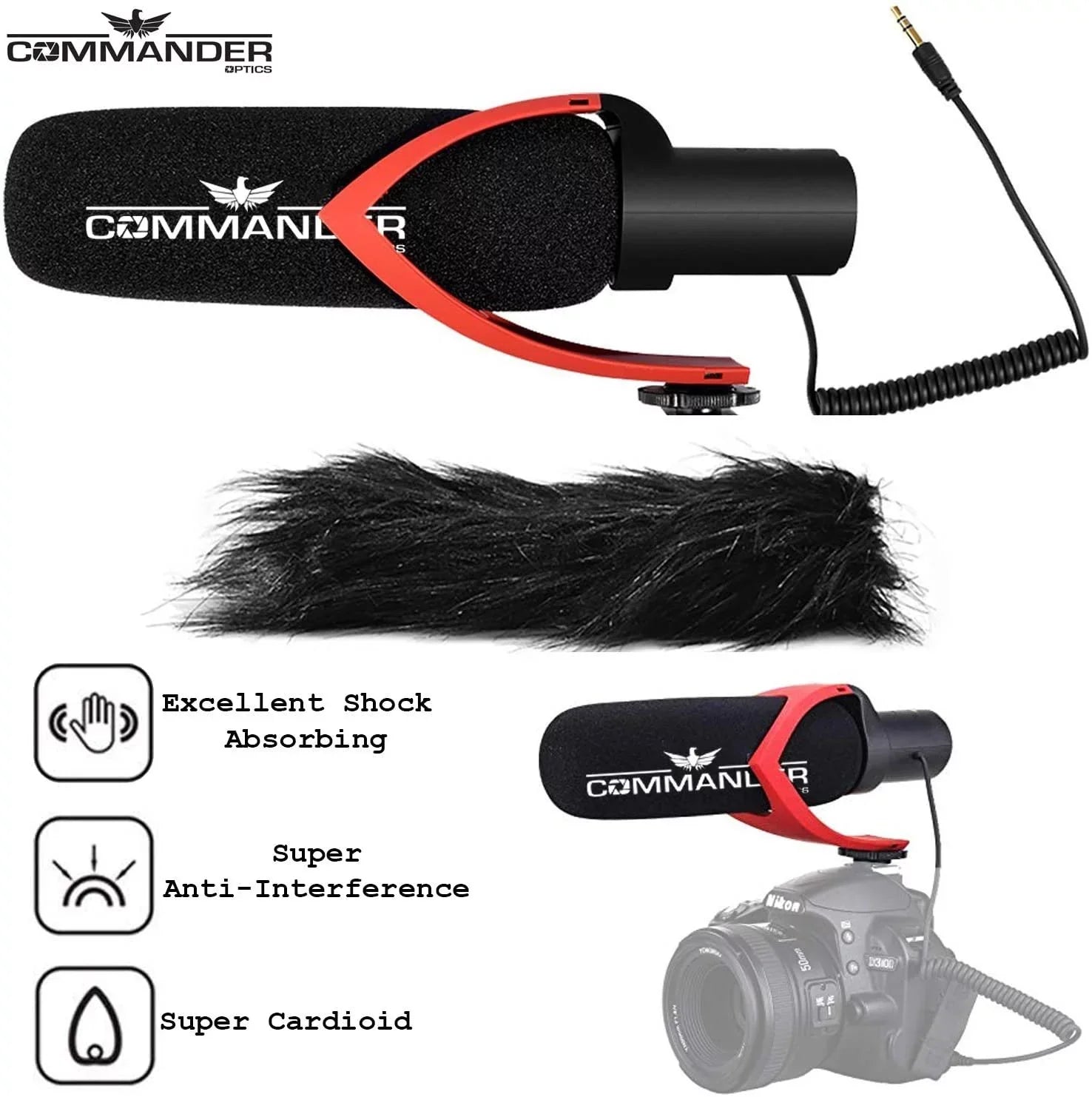 Premium Commander Optics V30 Professional Directional Condenser Shotgun Video Microphone for Sony a Cybershot Cameras Including DSC-RX10, DSC-RX10 II, DSC-RX10 III, SDSC-RX10 IV, DSC-RX1R II & More. - Great Deal!