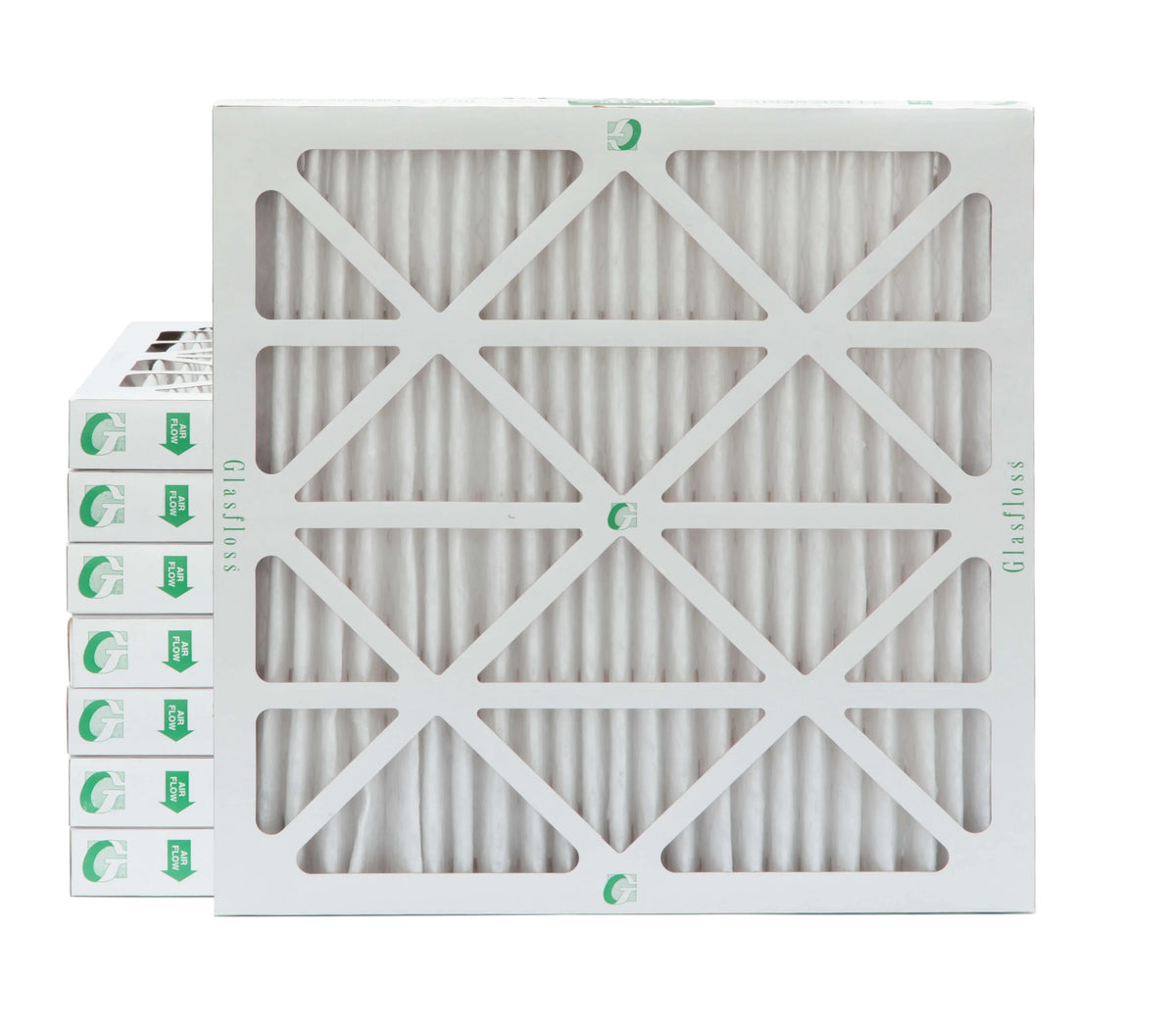 24x24x2 MERV 10 Pleated AC Furnace Air Filters by Glasfloss Industries. ( 8 Pack ) Exact Size: 23-3/8 x 23-3/8 x 1-3/4 - Great Deal! - Great Deal! - Great Deal!