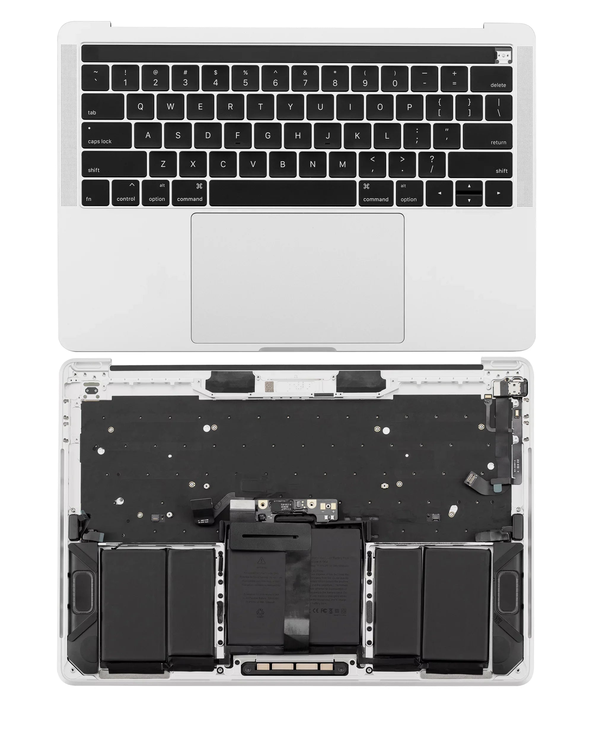 Premium Replacement Top Case Assembly (With Battery And Keyboard) Compatible For Pro 13" (A1989 / Late 2018 / Early 2019) (US Keyboard) (Silver) - Great Deal!