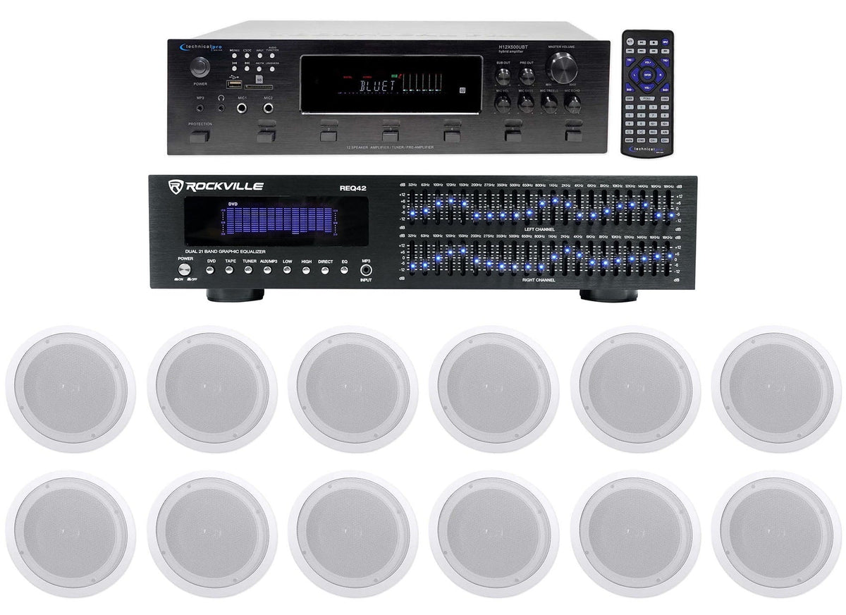 Premium Technical Pro 6000w 6) Zone, Home Theater Wireless Receiver+12) 8" Speakers+EQ