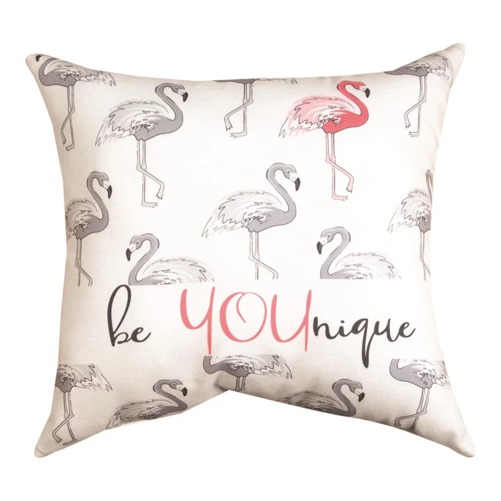 Premium Flamingo Be Younique Climaweave Pillow 18" - Great Deal!