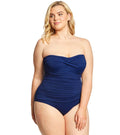 Premium Ralph Lauren Women Plus Size Twist Bandeau One-Piece Swimsuit Navy 16W - Great Deal!