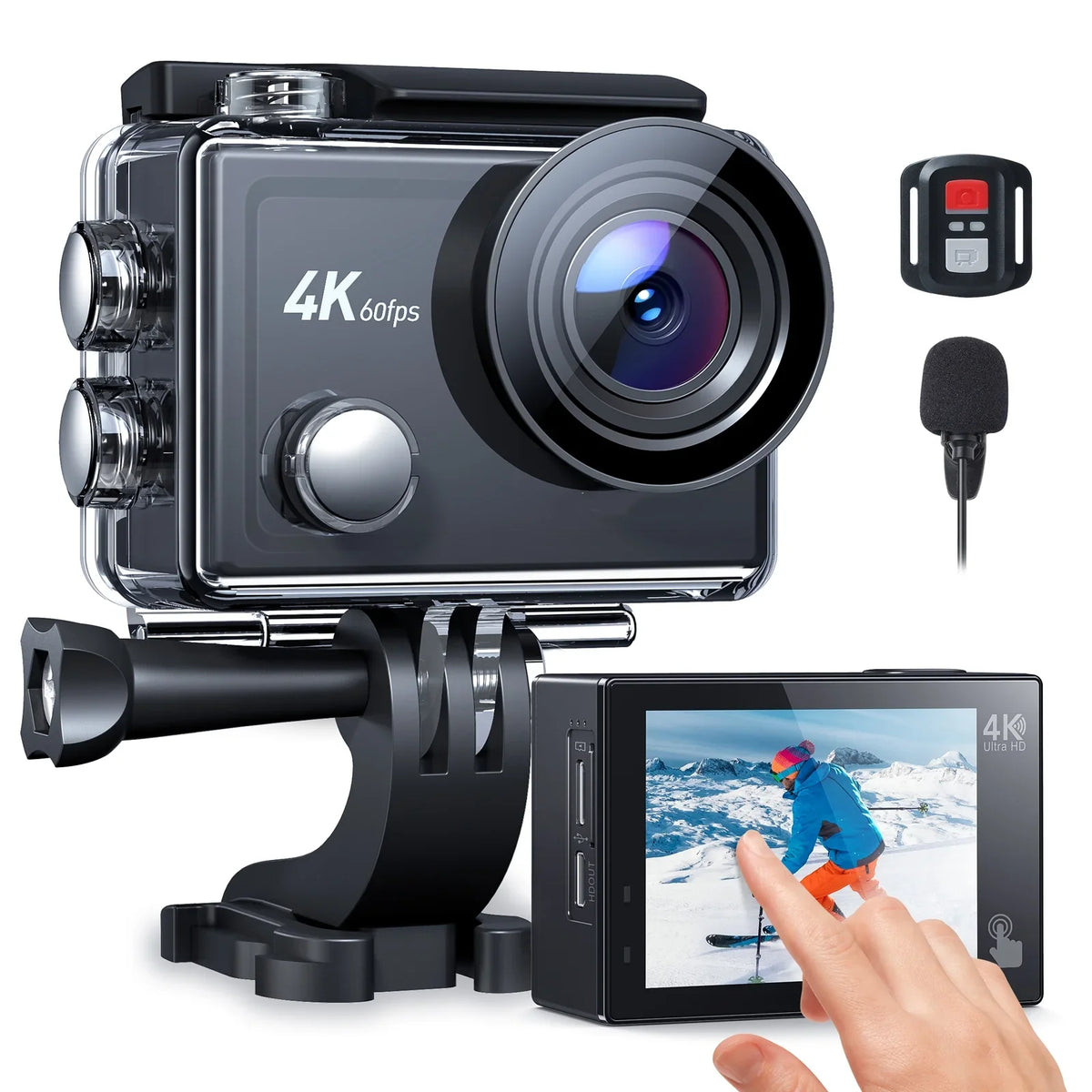WF Action Cam 4K 60FPS 24MP Sport Camera 40M Underwater Camera Waterproof with Touch Screen Vlog Camera EIS Remote Control 170Â° Wide Angle - Great Deal!