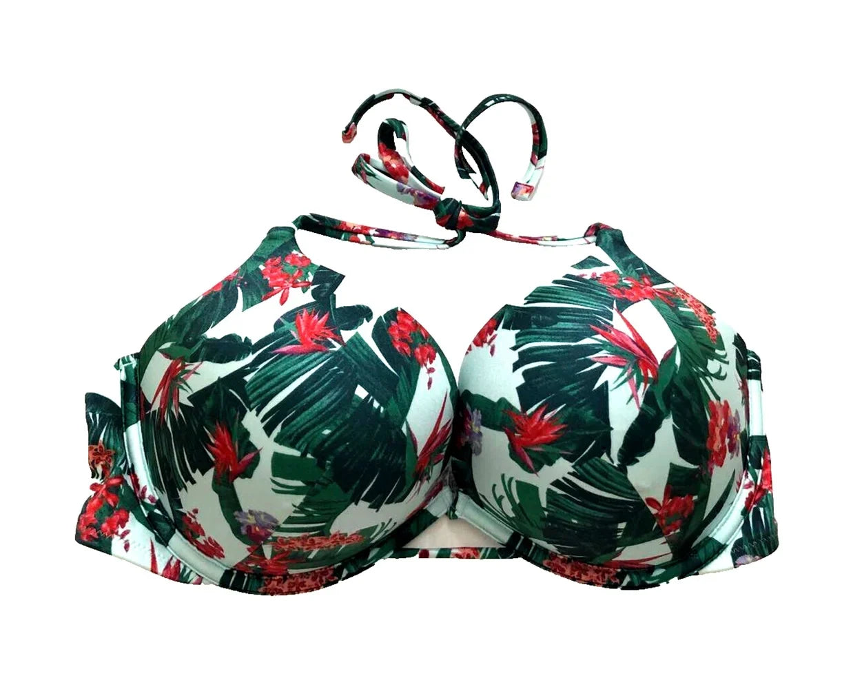 Victoria's Secret Swim Bombshell Push Up Bikini Top Blue Floral Palm Cup Size 32A NWT - Great Deal! - Great Deal! - Great Deal!